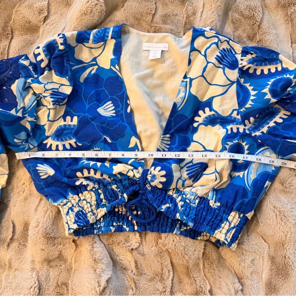 House of Harlow 1960 Blue Paisley Linen Maxi Skirt Set - Picture 8 of 9